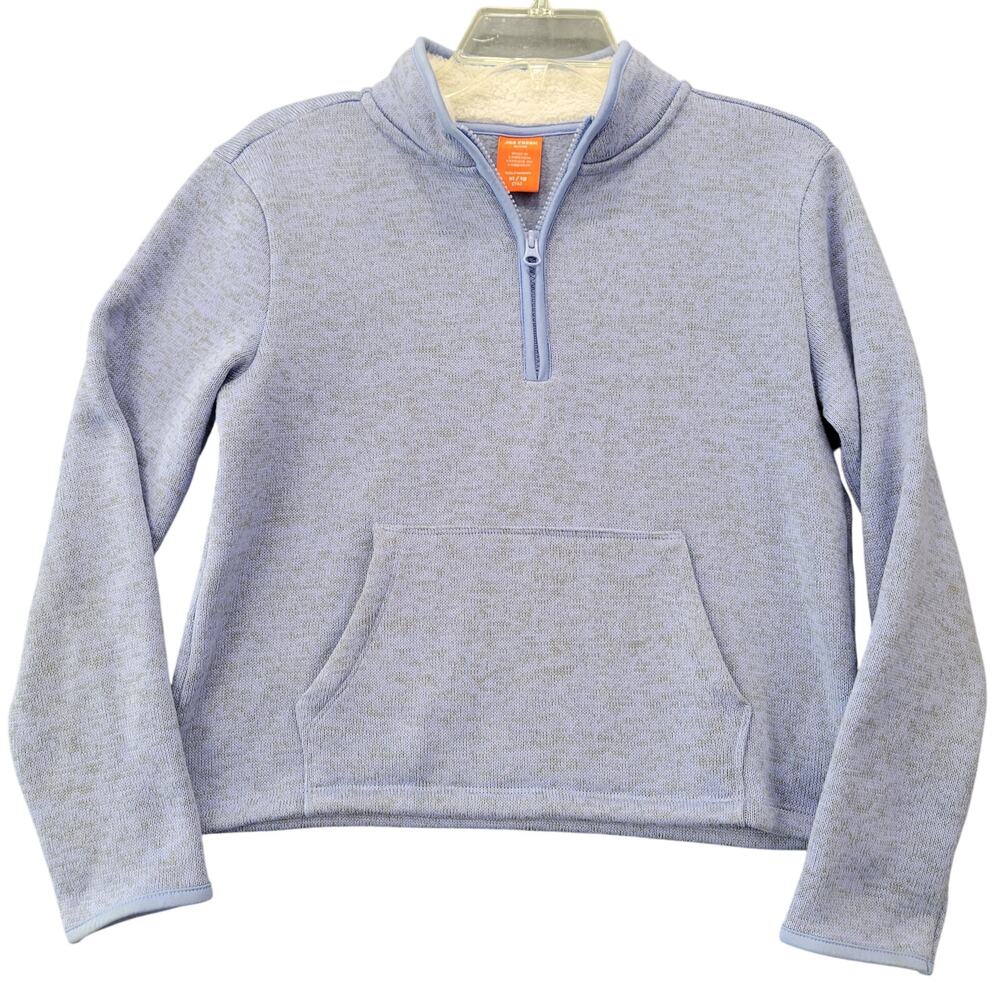 Joe Fresh Active Blue Pullover Sweatshirt Knit Zip Collar Womens Size XL Juniors